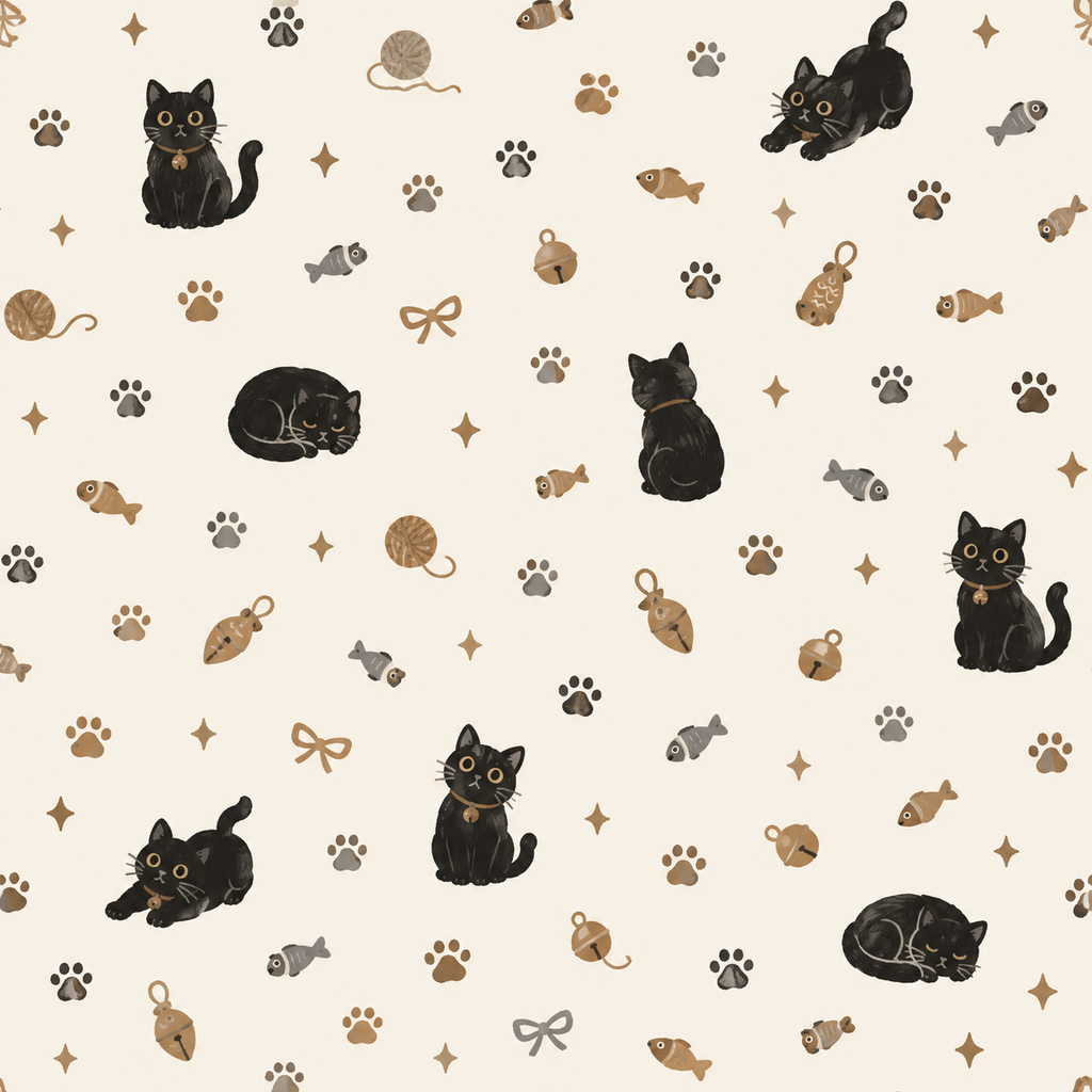 黑灰猫鱼符号散点 花型图 1
